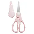 Ciseaux à aliments pour bébé en acier rose avec capuchon de protection pour pâtes et fruits - Rose