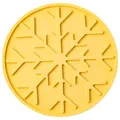 Bright yellow round silicone coaster with raised snowflake design for table protection - Yellow