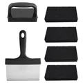 BBQ grill cleaning set with stainless steel scraper and five scouring pads - Cleaning Brush Tool Kit