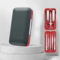 Portable 9-piece stainless steel magnetic manicure set in red and grey - 9-Piece Set / Red & Grey