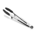 9-inch professional silicone food tongs with built-in stand for BBQ and kitchen cooking - Black With Stand / 12 Inch
