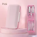 Premium 9-piece pink portable stainless steel manicure and grooming kit in a magnetic case - 9-Piece Set / Pink