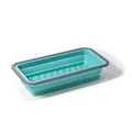 Collapsible teal silicone food storage container with lid and 4.5 cup markings - Large 1-Compartment / Blue