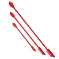 Three-piece red silicone mini spatulas set with double-ended tips for jam and makeup jars - Three-Piece Set / Red