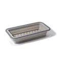 Grey collapsible silicone food storage container with clear lid and measurement marks - Large 1-Compartment / Gray