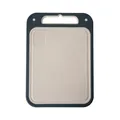Eco-friendly wheat straw dual-sided cutting board with non-slip frame and handle - Double-Sided Grinding Style / Black