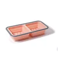 Pink collapsible silicone 2-compartment food container with clear lid 500ml scale - Large 2-Compartments / Pink