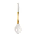 Elegante witte siliconen schuimspaan met goudkleurig roestvrijstalen handvat voor koken - Schuimspaan / Wit