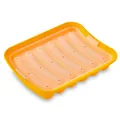 Yellow silicone sausage mold for baby food supplements with 6 cavities and steam holes - Small Sausage Style / Yellow