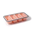 Pink foldable silicone storage box with 4 compartments and a clear plastic lid - Large 4-Compartments / Pink