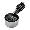 Stainless steel measuring cups set with black silicone handles - Measuring Cups 5-Piece Kit / PP Bag / Black