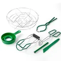 Complete 7-piece canning kit set for jar making with green silicone kitchen tools - Set / Box Packaging / Green
