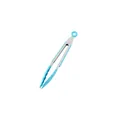 Pinzas para alimentos de silicona azul claro con mango de acero para cocina y barbacoa - 7" / Azul