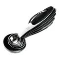 Professional stainless steel measuring spoons set with black silicone handles - Measuring Spoons 5-Piece Kit / PP Bag / Black