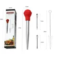 4-piece stainless steel turkey baster set with flavor injector needles and cleaning brush - Red Set in Color Box