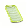 Green and white silicone sausage mold with 6 cavities for making baby food supplements - Scrunchie Style / Green