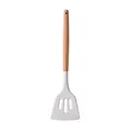 Spatule ajourée en silicone blanc avec manche en bois pour la cuisine - Spatule Ajourée (Version Légère)
