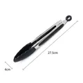 Professional stainless steel food tongs with black silicone tips and 27.5cm length - 9 Inch Food Tongs