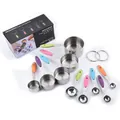 Professional 10-piece stainless steel measuring cups and spoons set with colorful handles. - 10-Piece Measuring Set / Color Box / Colorful