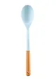 Light blue silicone cooking spoon with ergonomic wooden handle for non-stick pans - Small Spoon / Blue