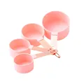 Pink measuring cup set with rose gold plated stainless steel handles for baking - Copper-Plated Measuring Cup / Pink
