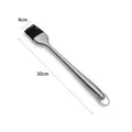 Professional 30cm stainless steel basting brush with heat-resistant black silicone bristles - Large Stainless Steel Handle Brush
