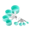 Professional 8-piece mint green stainless steel measuring cup and spoon set for kitchen baking - Combination Bagged / Green