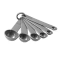 Professional 6-piece grey plastic measuring spoon set with engraved measurement markings - 6-Piece Measuring Spoon Set / Gray