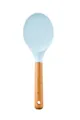 Paleta de arroz de silicona azul claro antiadherente con mango de madera y agujero para colgar - Cuchara de arroz / Azul