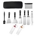 Comprehensive 12-piece stainless steel BBQ griddle tool set with spatulas and squeeze bottles - 10-Piece Set