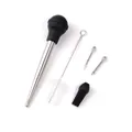 Professional 304 stainless steel turkey baster set with cleaning brush and seasoning injector - Black 5-Piece Set / Five-Piece Set