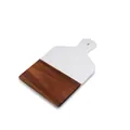 Marble and acacia wood spliced cutting board with handle for steak and cheese - White Marble/Acacia Wood / White Letter B
