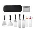 Professional 12-piece stainless steel BBQ tool set with spatulas and sauce squeeze bottles - 8-piece Set