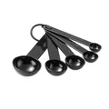 Professional 5-piece black plastic measuring spoons set for precise baking and cooking - Black Measuring Spoon