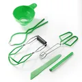Complete 6-piece green canning kit set with jar lifter and funnel for home preserving - 6-Piece Set / Green