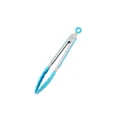 Pince de cuisine en silicone bleu avec manche en inox et anneau de verrouillage - 9 Pouces / Bleu