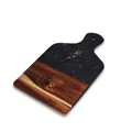 Premium marble and acacia wood cutting board with handle for cheese and steak serving - Black Marble/Acacia Wood / Black B