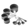 8-piece grey measuring cup and spoon set with stainless steel handles for precise baking - Combination Bagged / Gray