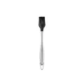Professional silicone pastry brush with silver stainless steel hollow handle and hanging loop - Oil Brush / Khaki