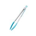 Pinces de cuisine en acier inoxydable avec embouts en silicone bleu clair pour barbecue - 12 Pouces / Bleu