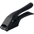 Ergonomic matte black 2-in-1 garlic press and slicer for kitchen cooking efficiency - Black