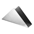 Modern triangular stainless steel napkin holder with a brushed metal finish for table decor - Triangle Napkin Holder / Silver