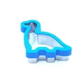 Dinosaur shaped sandwich cutter mold with blue plastic grip for baking and bento - Dinosaur
