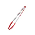 Pince de cuisine professionnelle en silicone rouge avec corps inox et clip de verrouillage - 12 Pouces / Rouge