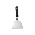 Stainless steel teppanyaki spatula with ergonomic black non-slip handle - Semi-Circular Turner