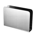 Vertical brushed stainless steel napkin holder and business card stand for restaurants - Square Napkin Holder / Silver