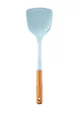 Espátula de cocina de silicona azul claro con un cómodo mango de madera natural lisa - Espátula / Azul