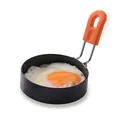 Non-stick round egg ring mold with orange heat-resistant silicone handle for frying eggs - Single Piece / Silicone