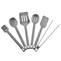 Grey 6-piece silicone kitchen utensil set with heat resistant spatulas and tongs for cooking - Set / Gray