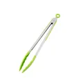 Pince de cuisine professionnelle en silicone vert avec manche en acier inoxydable résistant - 12 Pouces / Vert